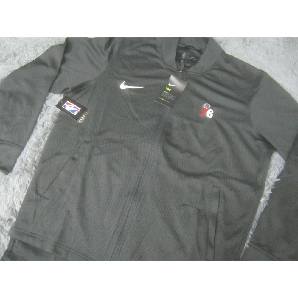 Philadelphia 76ers Jacket Mens Large Gray NBA Basketball Warm-Up NWT Nike DriFit
